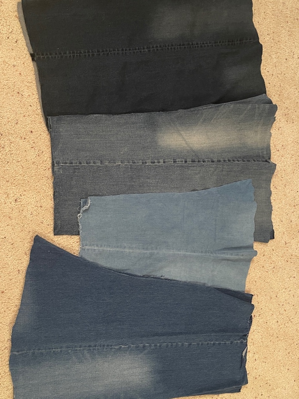 8 Reclaimed Denim Jean Leg Panels Mixed Blue Wash Fabric Sewing Craft Upcycle Lo